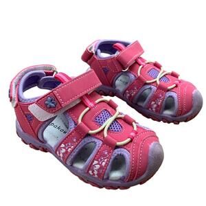 Apakowa Little Girls Size 8 Pink Purple Sandals Floral Closed Toe Summer Shoes